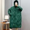 2026 Winter Korean Loose Hooded Thickened White Down Medium and Long Down Jacket Casual Comfortable Coats  Zipper Warm Clothing