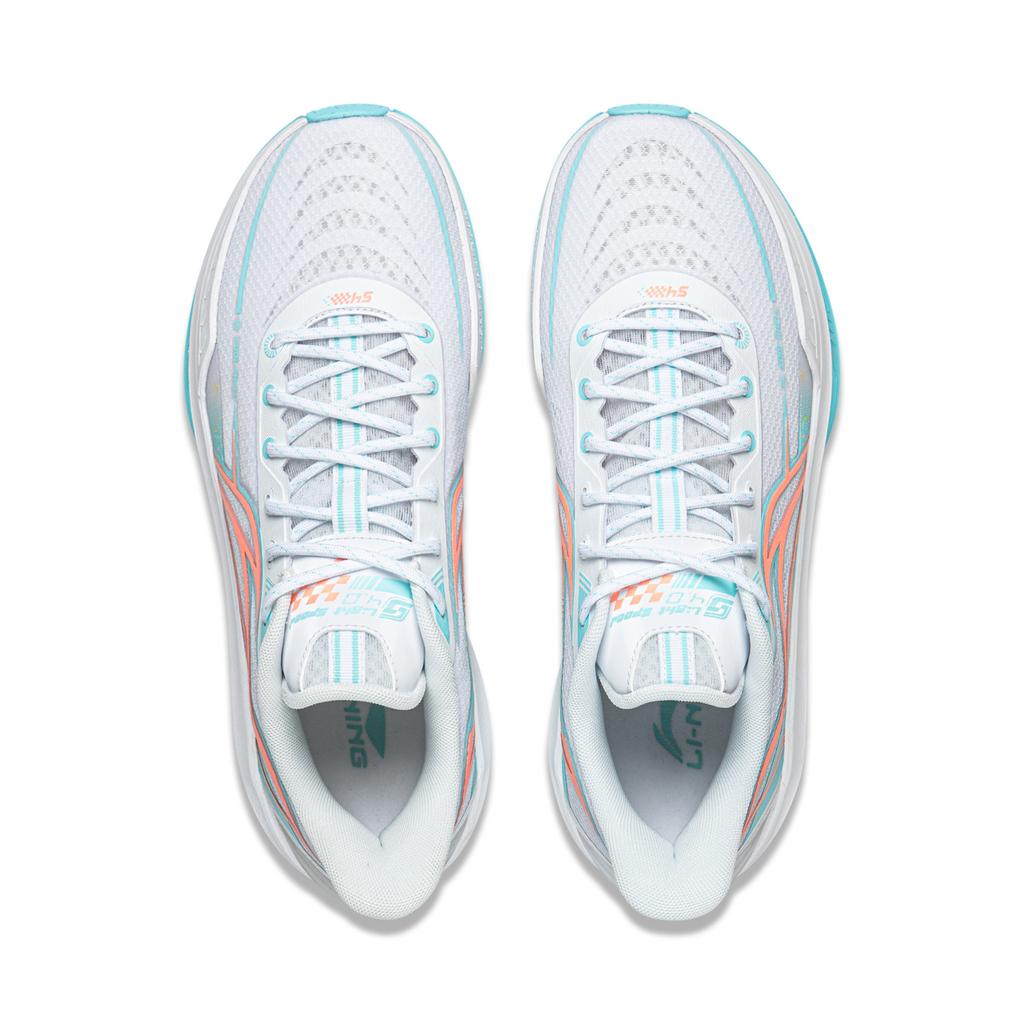 Li Ning Light Speed 4 Cushioning Slip Resistant Abrasion Resistant Rebound Low top Basketball Shoes Men's White Blue ABPW011-1