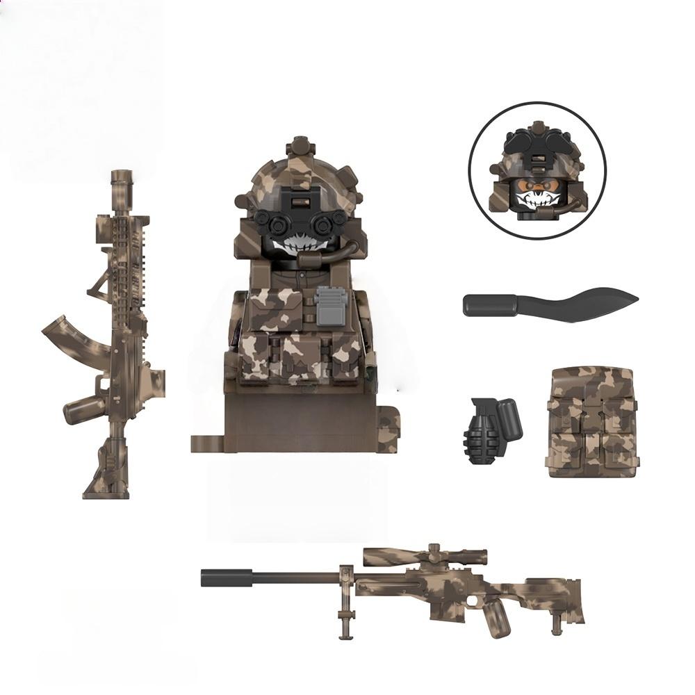 

Військові Армійські Фігурки Будівельні Блоки SWAT Привид Коммандос Солдат Спецназу Зброя Пістолет Капелюх Щит Ремінь AK Міні Цеглинки Іграшка