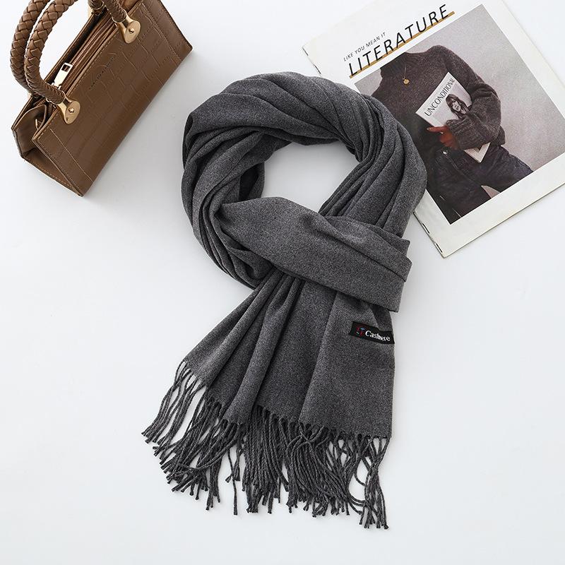 Cotton Solid Color Scarf for Women Winter Warm Wool Cashmere Scarf Autumn and Winter Women's Shawl Scarf Korean Style Atmosphere