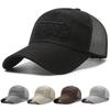 Casual Wide Brim Linen Mesh Baseball Cap Adjustable Breathable Sun Visor Hat Letter Embroidery Peaked Cap Summer