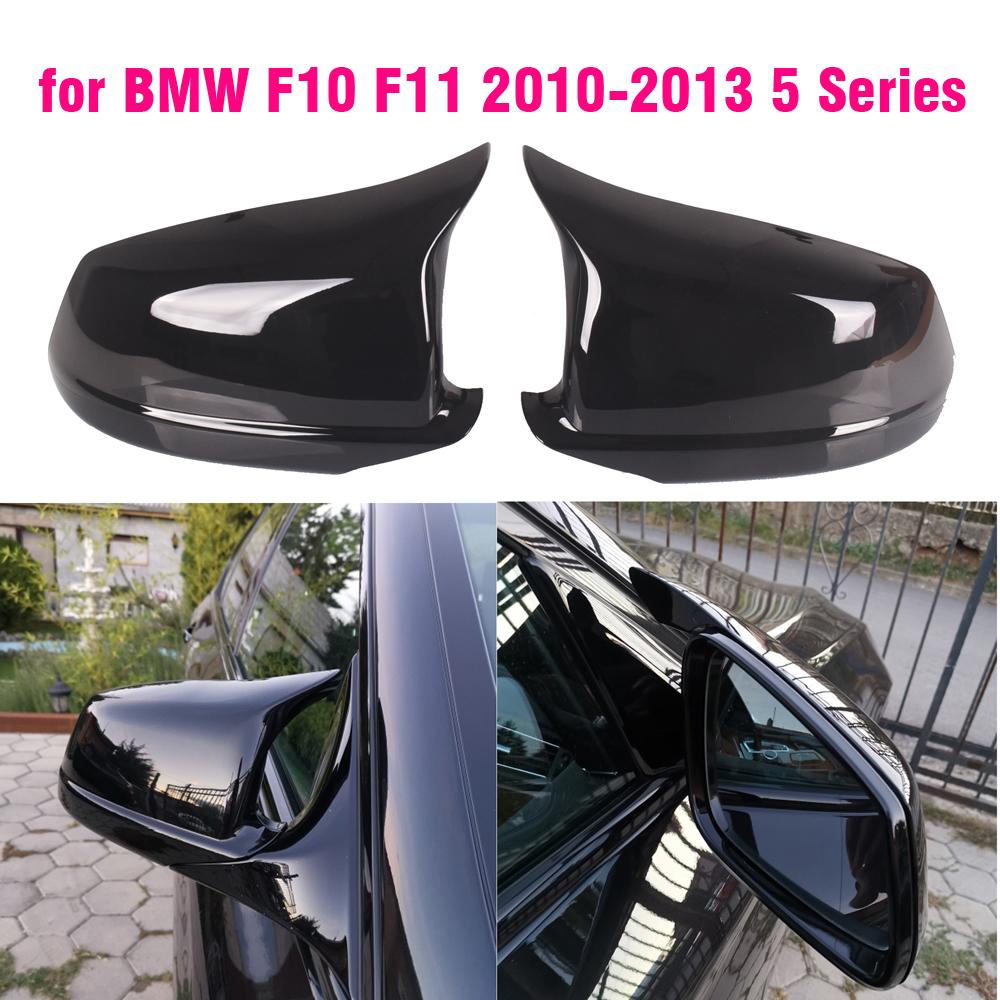 Rearview Mirror Covers for Bmw 5 Series F10 F11 Lci 2010-2013 Caps Replacement Side Rear-View Carbon Fiber Gloss Black