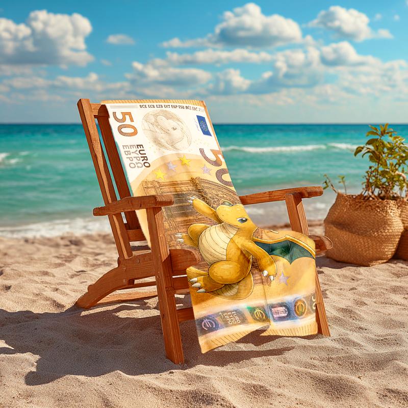 1Pc Dragon Euro Note Beach Towel Quick Dry Multiuse For Beach Pool Gym Yoga Home Travel Christmas Halloween Xmas Gift S1622