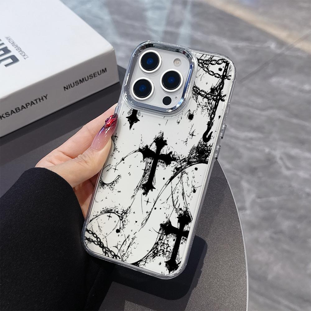 

Cool dark gothic cross mark Phone Case for Samsung S25 S24 S23 S22 S21 S20 Note20 FE Ultra Plus 5G Transparent Soft Cover S20