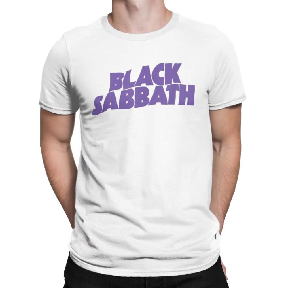 Black Purple Logo T-Shirts for Men British Rock Band Cool Sabbathes Novelty Cotton Tees O Neck Short Sleeve T Shirt Gift Clothes
