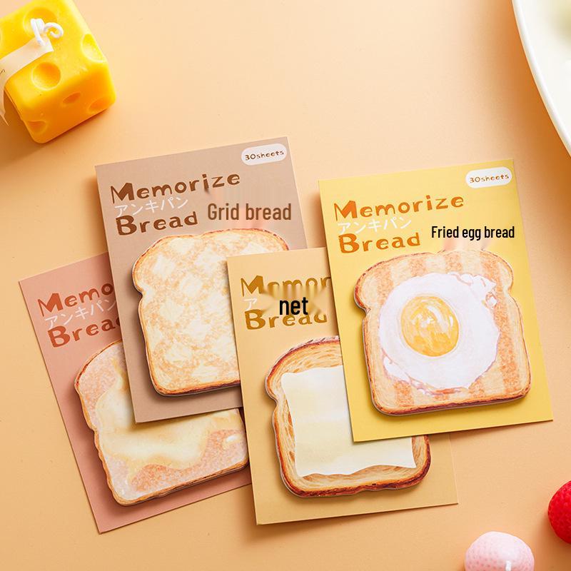 Memory Bread Toast Sticky Notes: Irregular Shaped Tearable Notepad for Students and Journals, Ins Style