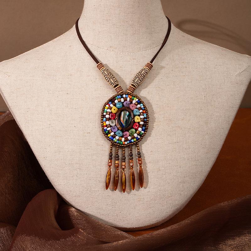 Bohemian Retro Ethnic Tassel Necklace - Unisex Long Pendant Chain Charm