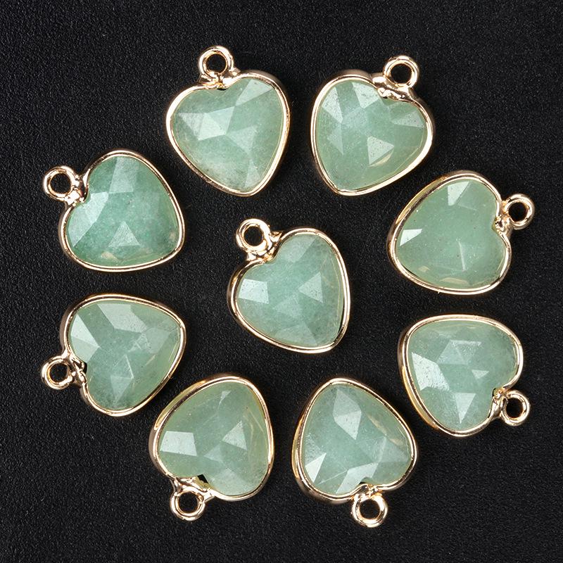 11mm Heart Cut Semi-Precious Stone Bread Edge Pendant for DIY Jewelry
