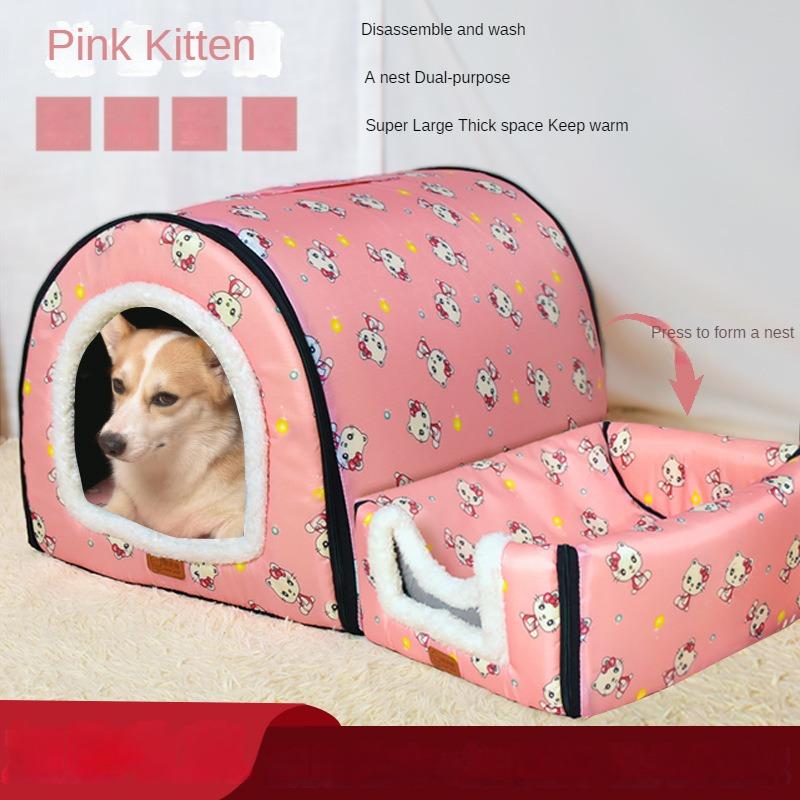 Pet Large Dog House Fully Detachable and Washable Pet Kennel Cylindrical Portable Dog Room Golden Hair Room Kennel