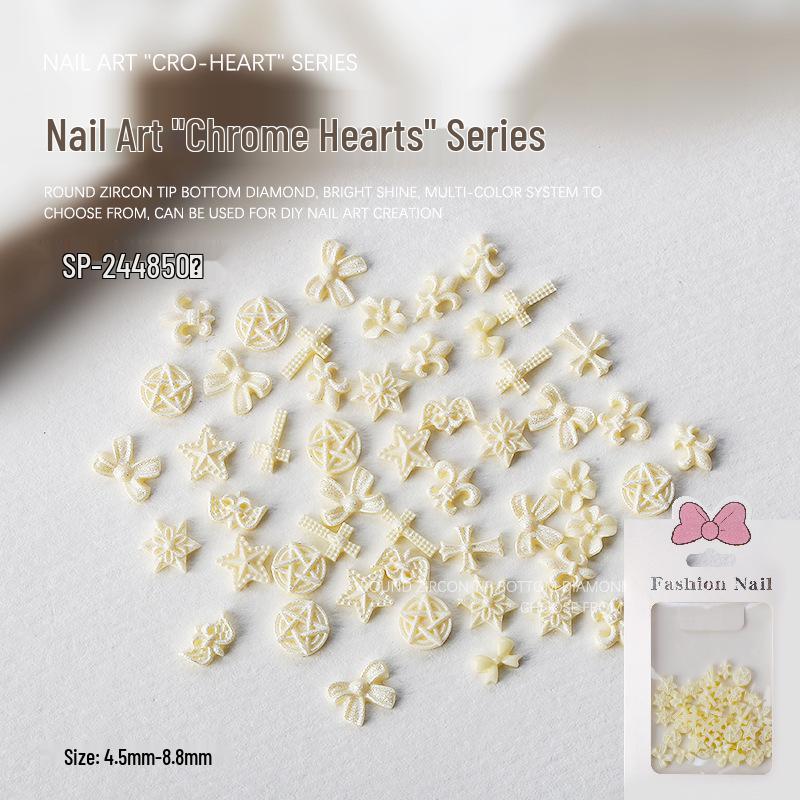 Colorful Cross & Star Chrome Hearts Nail Art Resin Bow Accessories