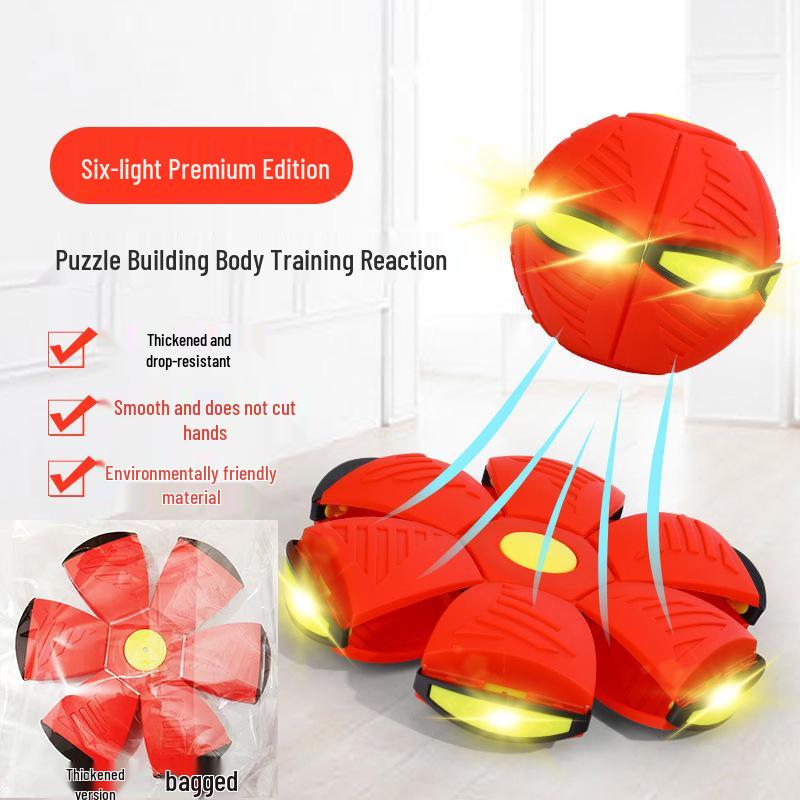 Magic Flying Saucer Ball: Deformable Outdoor Stomp Toy with Lights for Kids