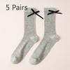 5 Paar Damen Frühling und Herbst Ziehen Sie eine schöne Schleife Ballett-Socken