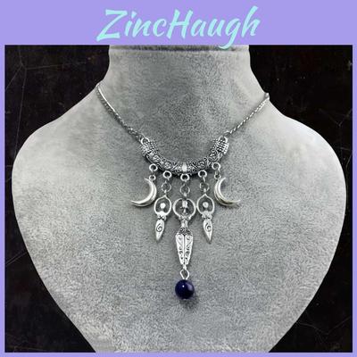 Vintage Geometric Female Necklace With Zinc Alloy Pendant For Art Deco Style