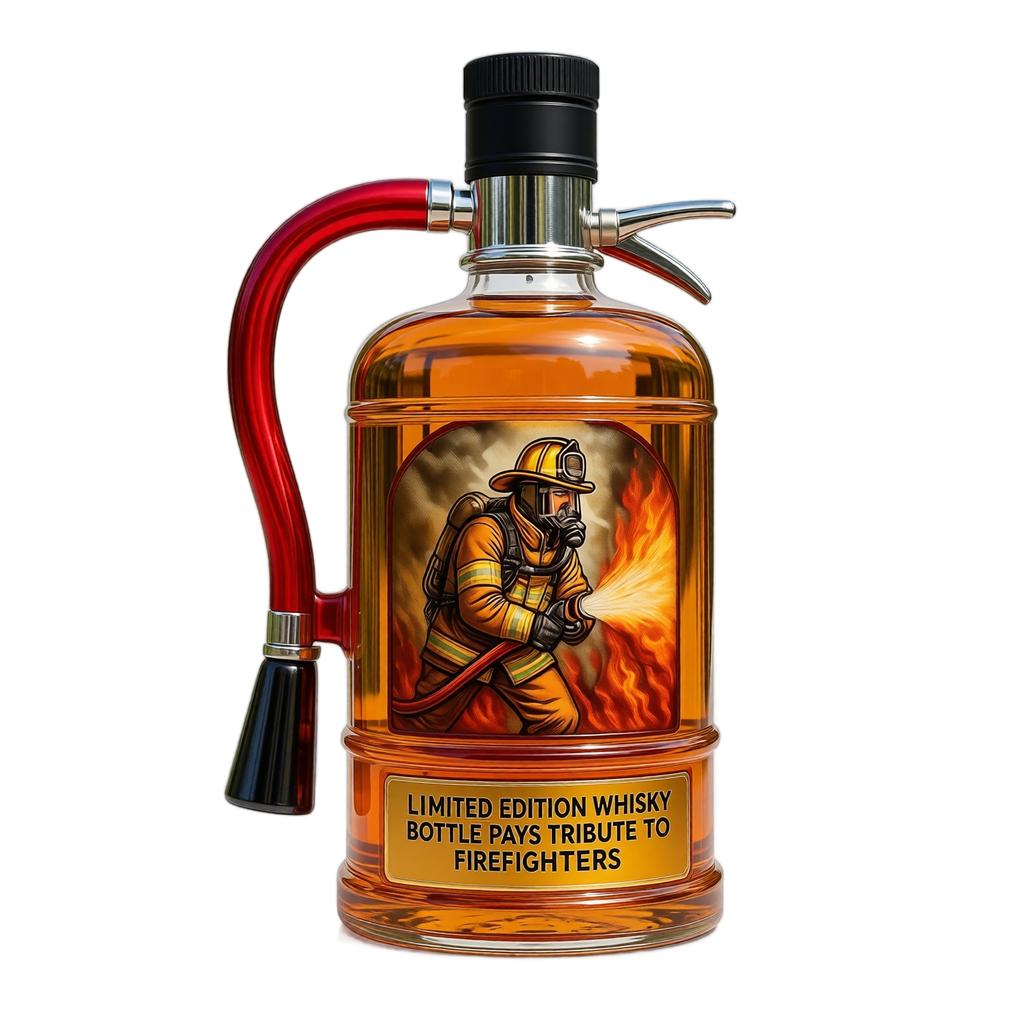 Limited Edition Whisky Bottle Fire Extinguisher Design Glass Decanter Tribute To Firefighters Collectible Alcohol Container