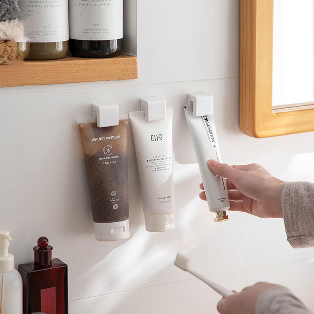 1-12PCS Plastic Self-Adhesive Toothpaste Holder Clip Punch-Free Wall Mounted Bathroom Towel Organizer Accessory Toothpaste Clips