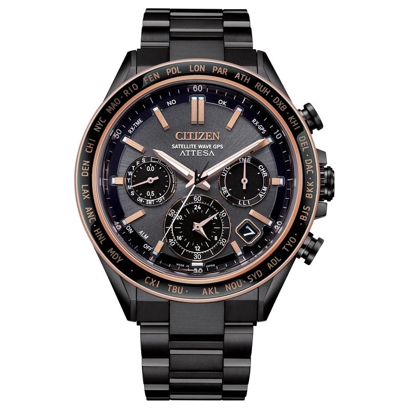 CITIZEN Attesa Series 100m Waterproof Solar Quartz Super Titanium Strap 44mm Unisex Black Dial CC4074-61W чёрный
