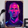 Zinedine Zidane Portrait Metal Wall Art Football Star Decor for Living Room Bedroom Bar Home Decoration