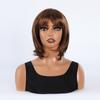 Peruci sintetice ondulate scurte de damă pentru femei Perucă bob brună, brună, cu breton, cosplay, petrecere zilnică, păr din fibră rezistentă la căldură