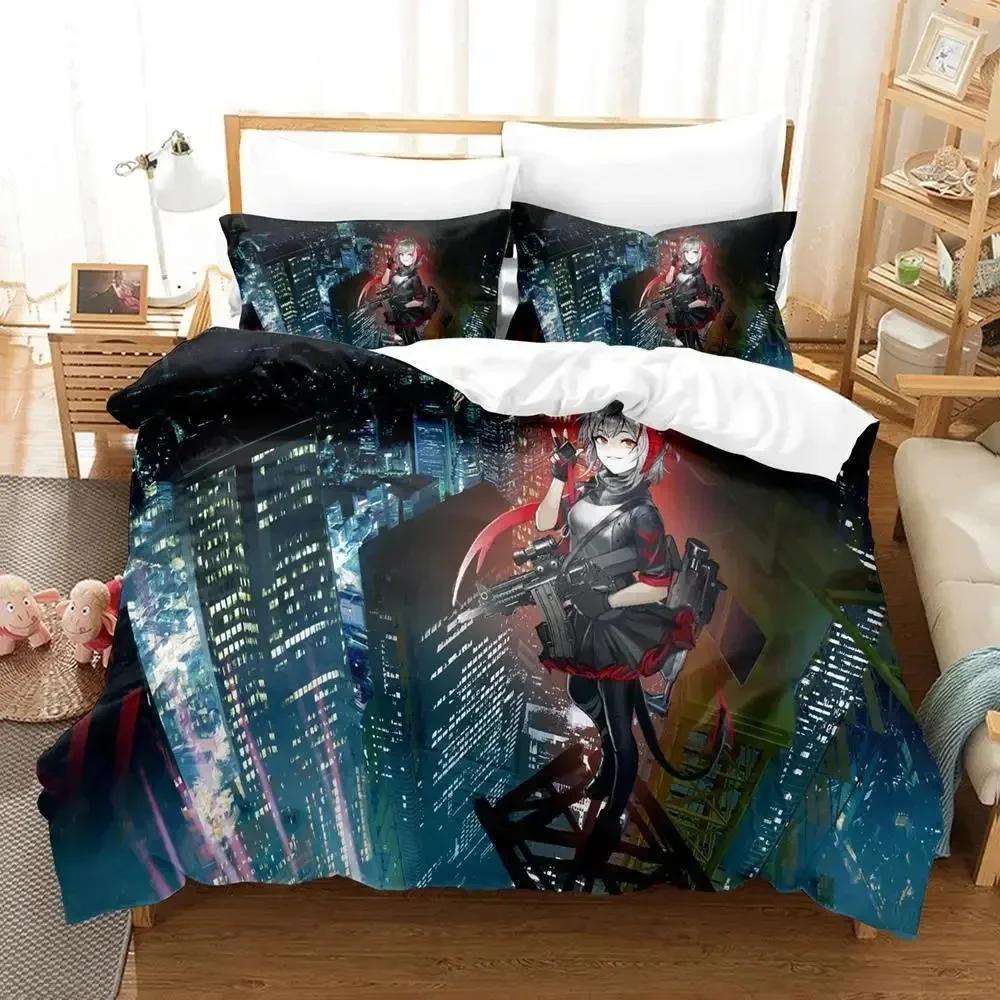 Kawaii Anime Arknights Bedding Set Single Twin Full Queen King Size Bed Set Aldult Kid Bedroom Duvetcover Sets 3D Bed Sheet Set