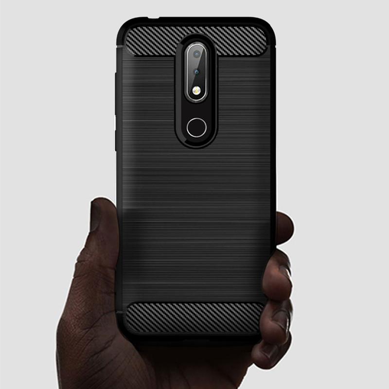 Etui na telefon z miękkiego włókna węglowego do telefonu Nokia 5.1 Plus 5.1+ Odporne na wstrząsy etui silikonowe do telefonu Nokia 5.1plus TPU tylna obudowa Coque Fundas