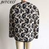 BITCED Women's Autumn/Winter Plus Size Fashion Print Quilted Cotton Jacket