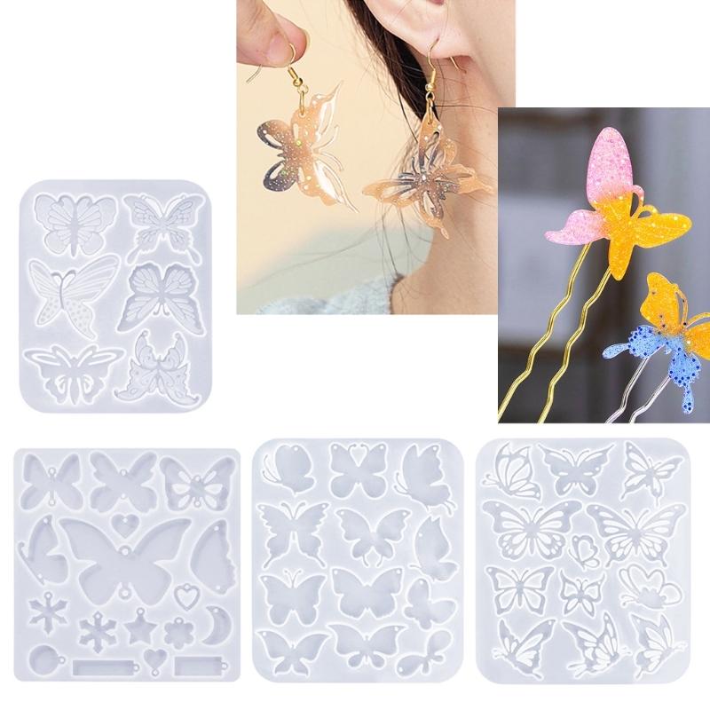 Moules à boucles d'oreilles en forme de papillon accrocheur Moules en silicone pour pendentifs d'oreilles personnalisés pour les amateurs d'artisanat