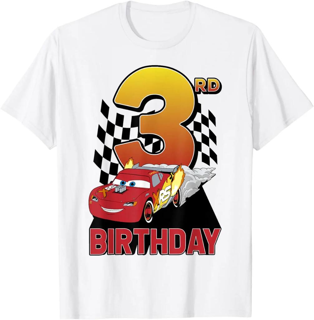 Disney Pixar Cars Lightning McQueen 2 3 4 5. Geburtstag Wettbewerb Kurzarm T-Shirt Sommer Baumwolle Herren Damen T-Shirts Paar Unisex