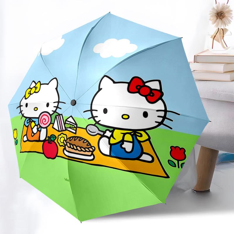 1pc Hello Kitty Picnic with Automatic Opening Umbrella - Portable Folding Design, 8-Rib Iron Frame, Outdoor, Ideal Gift for Fans, Travelers, Daily Use