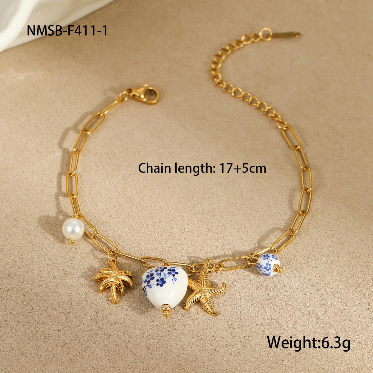 GEMCHIC Women s Beach Style Tassel Starfish Shell Pendant Necklace and Bracelet Set