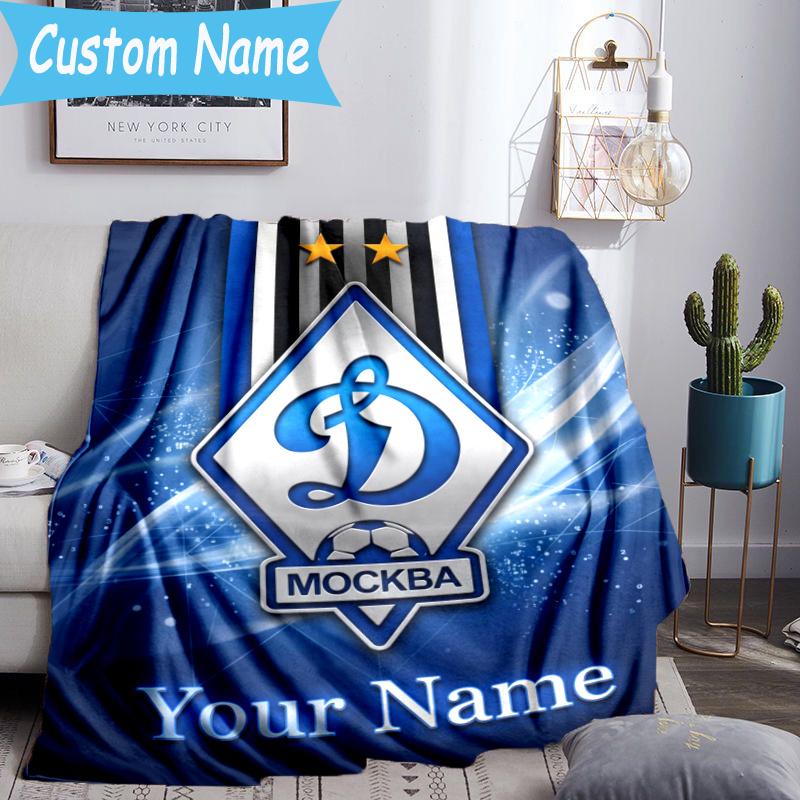 Custom Name Dynamo Moscow Football Blanket Flannel Blanket for Camping, Hiking, Garden Parties, Picnic Essentials,gift for family and friend