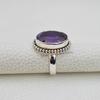 Ovaler Amethystring, Natursteinring, 925er Sterlingsilberring, Ehering, Designring, Februar-Geburtsstein, Boho-Ring, Handgefertigter Ring