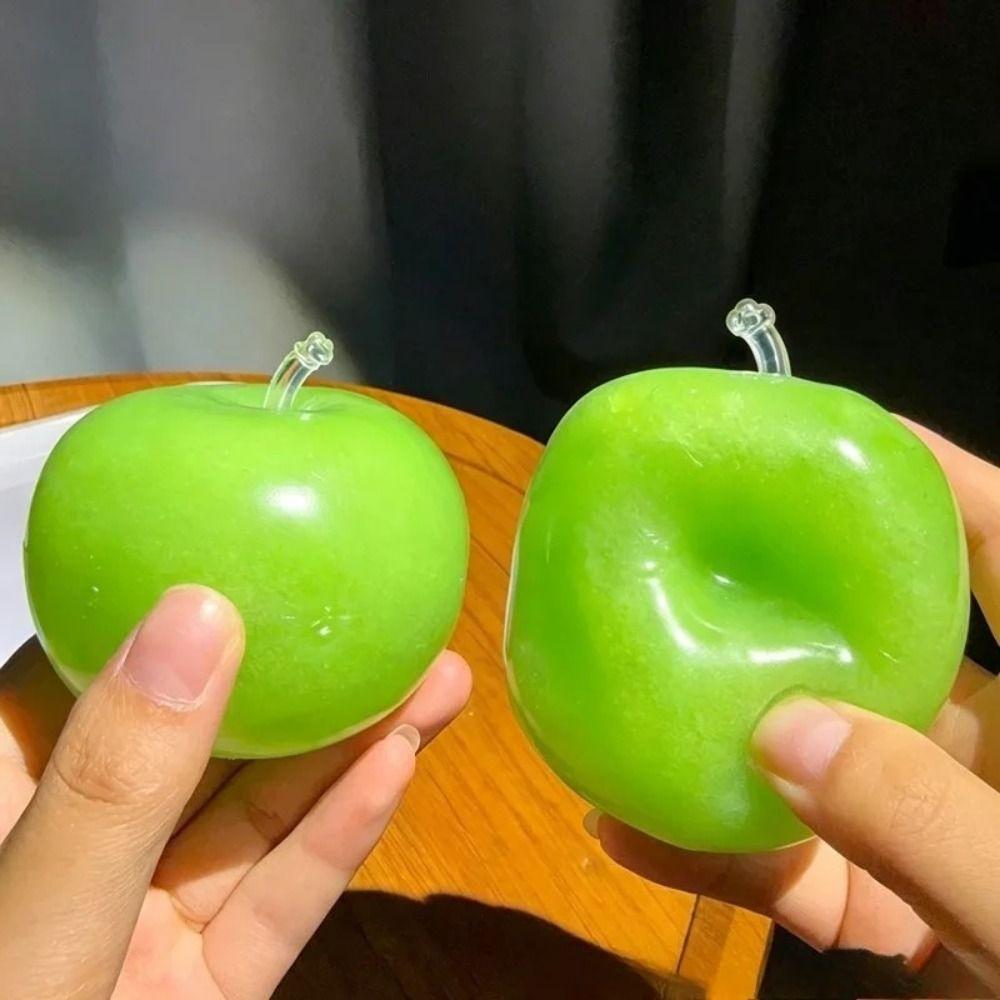 Süßer TPR Grün-Apfel Slushie Stressball Apfelform Elastisches Apfel Quetschspielzeug Grünes Formbares Fidget Spielzeug Entspannungsspielzeug
