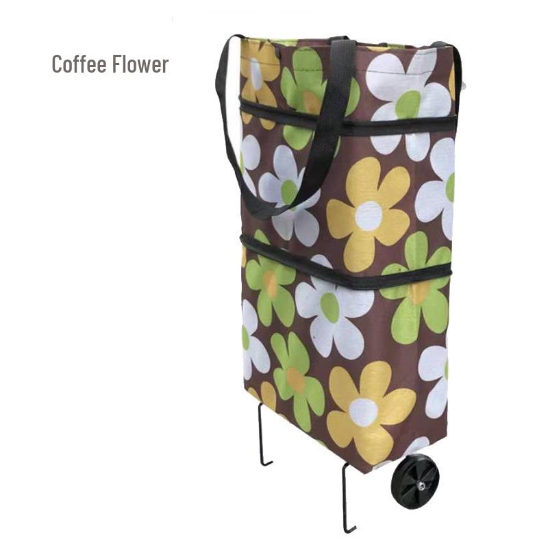 Compact Folding Shopping Cart with Wheels - Lightweight Portable Trolley Bag