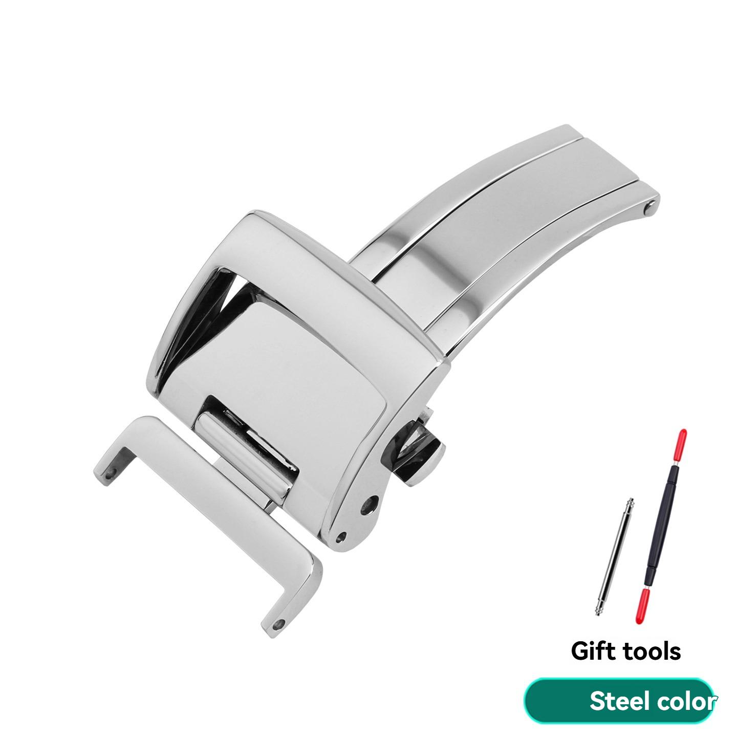 

For Seiko Premier Series SNP093 SNP096 Watch Belt Buckle High Quality Stainless Steel Double Press Clasp Metal Butterfly Buckle 18mm срібний