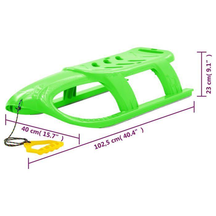 VidaXL Traîneau pour Enfants Luge Glisseur de Neige Ensemble de Jouet d'Extérieur Tout-petit Corde de Traction Vert 93720