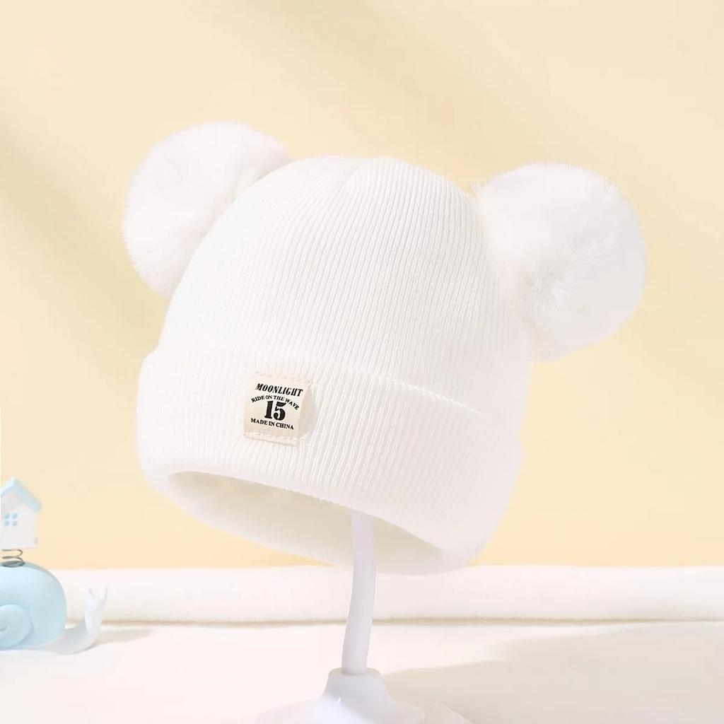 Jednobarevná vlněná pletená čepice Bebe Novorozenecká čepice Bambulka Roztomilá zimní čepice pro děti Chlapci Dívky Děti Teplá čepice Beanie 0-3Y