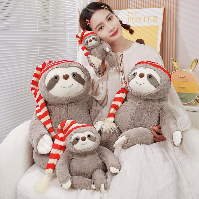 Adorable Sloth Plush Playthings Gentle Animal Stuffed Plush sloth Featuring Cap DollsToy Birth Date Xmas Present toy