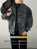 Oriental Charm lyxig jacquardjeansjacka för män, höst/vinter 2025, något lös passform med gammalt sedelslag.