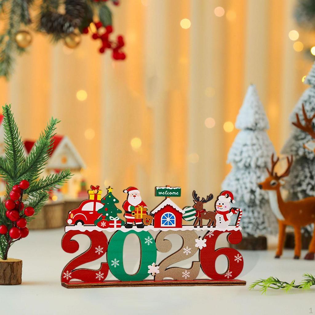 Wooden Christmas Tree Sign Plaque Small Xmas Desk Ornament for Bedroom Bookshelf