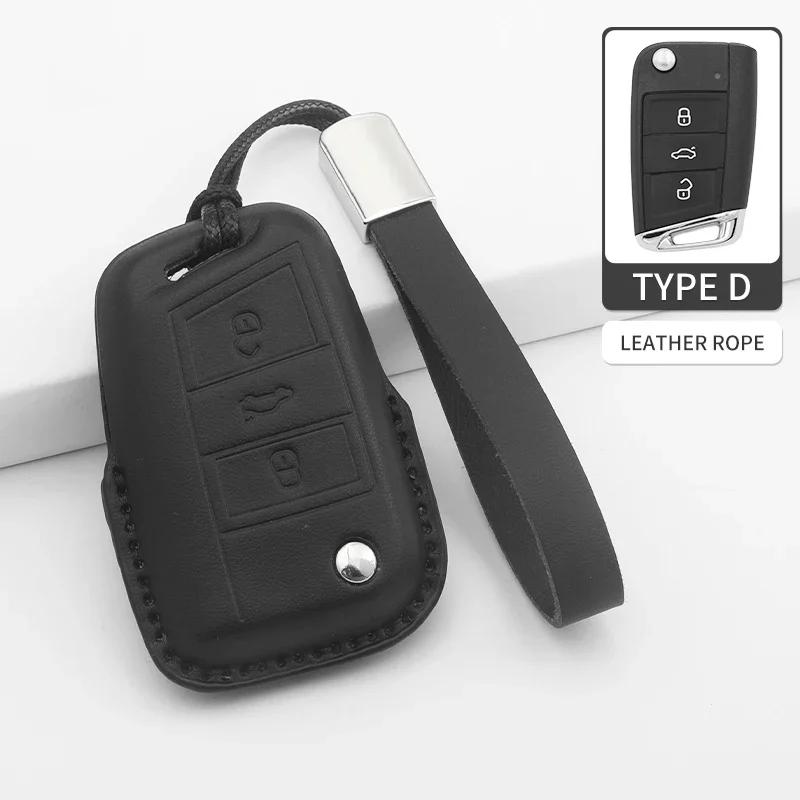 Car Key Cover For VW Volkswagen MK7 Golf 7 Passat Tiguan MK2 For SEAT Ateca Leon FR 2 PU Car Key Protector Shell Accessories