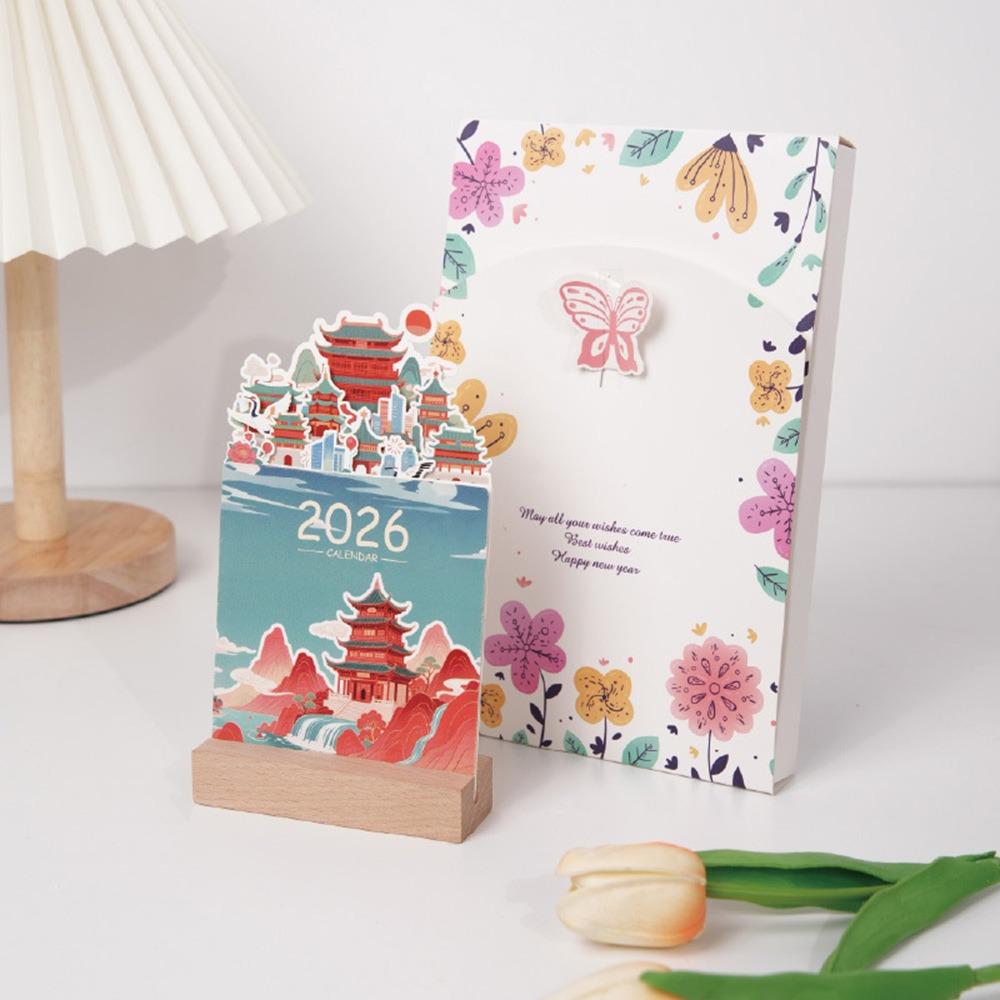 Vase Shaped Bloomy Flowers Desk Calendar Detachable Base Monthly Planner for Table Desk Decor