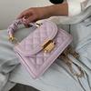 Yousheng Women Quilted Diamond Pattern Shoulder Bag Stylish Top Handle Bag with Chain Strap Stylish Crossbody Bag Solid Color Handbag for Commuting