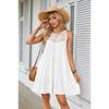 Women's Halter Neck Beach Dress Hollow Out Lace Patchwork Tiered Ruffle A Line Casual Vacation Sleeveless Midi Dress