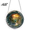 Transparent Acrylic Decor 7.48 Inch Circular DIY Puzzle Suncatcher, Stained Glass Style Window Hanging Ornament, Adult Gift Waterproof Pendant