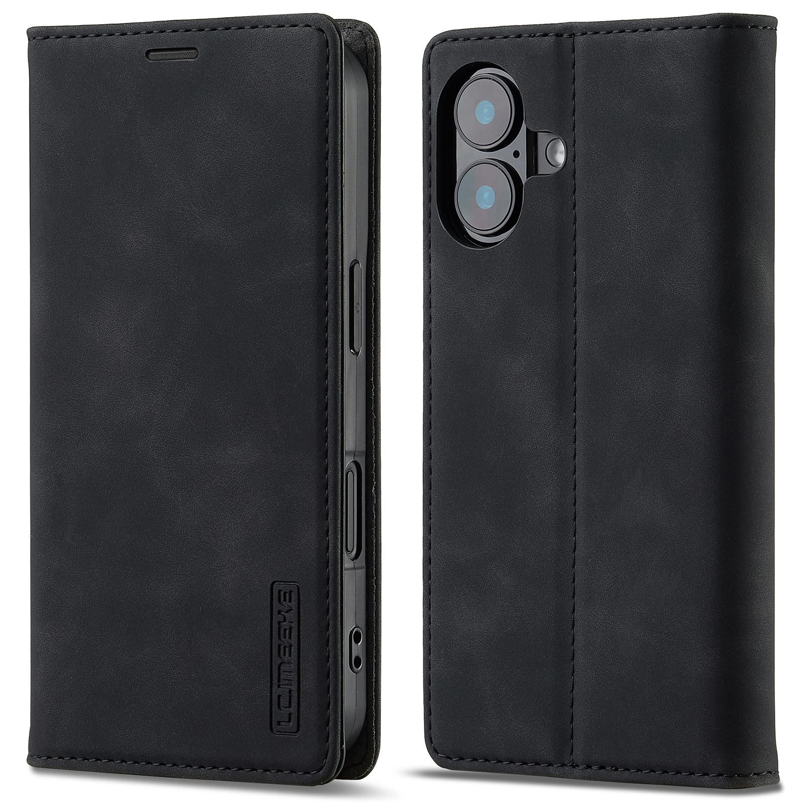 LC.IMEEKE For iPhone 16 Plus Case Wallet Microfiber Leather Phone Cover C