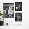 Jaguar Cow Cute Alpaca Animal Poster and Prints Black White Wall Art Nursery Canvas Painting Pictures for Living Room Home Decor