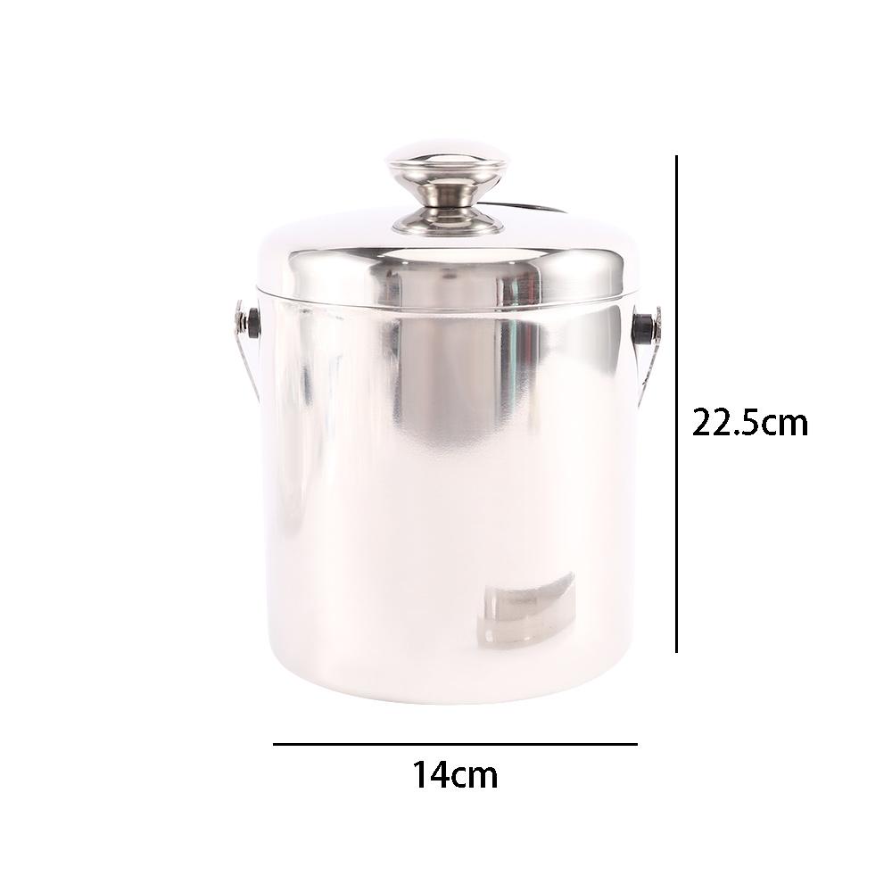 Kitchen Double Walled Wine Beer Bar Ice Bucket Ice Cube Container With Tongs And Lid Cooler