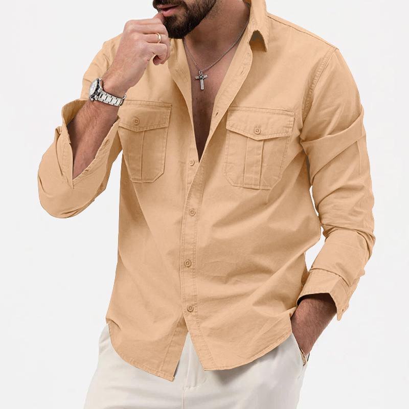 Men's Multi-Pocket Casual Long Sleeve Shirt for Men