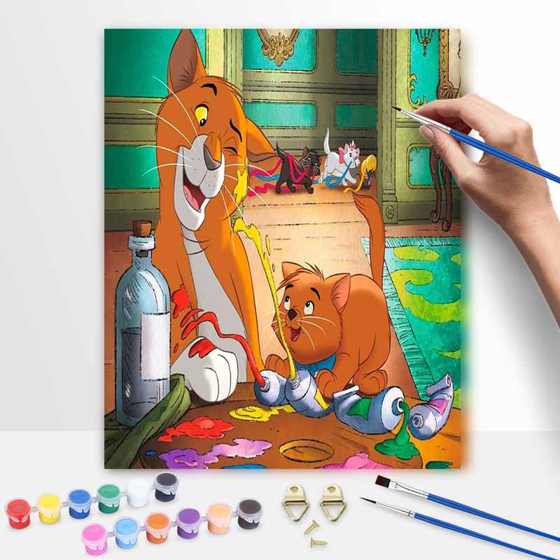 Disney The Aristocats Oil Paint Digital Painting Art Kit Handmade DIY Painting Kit Home Decor. Cute Kittens Painting Room Decor
