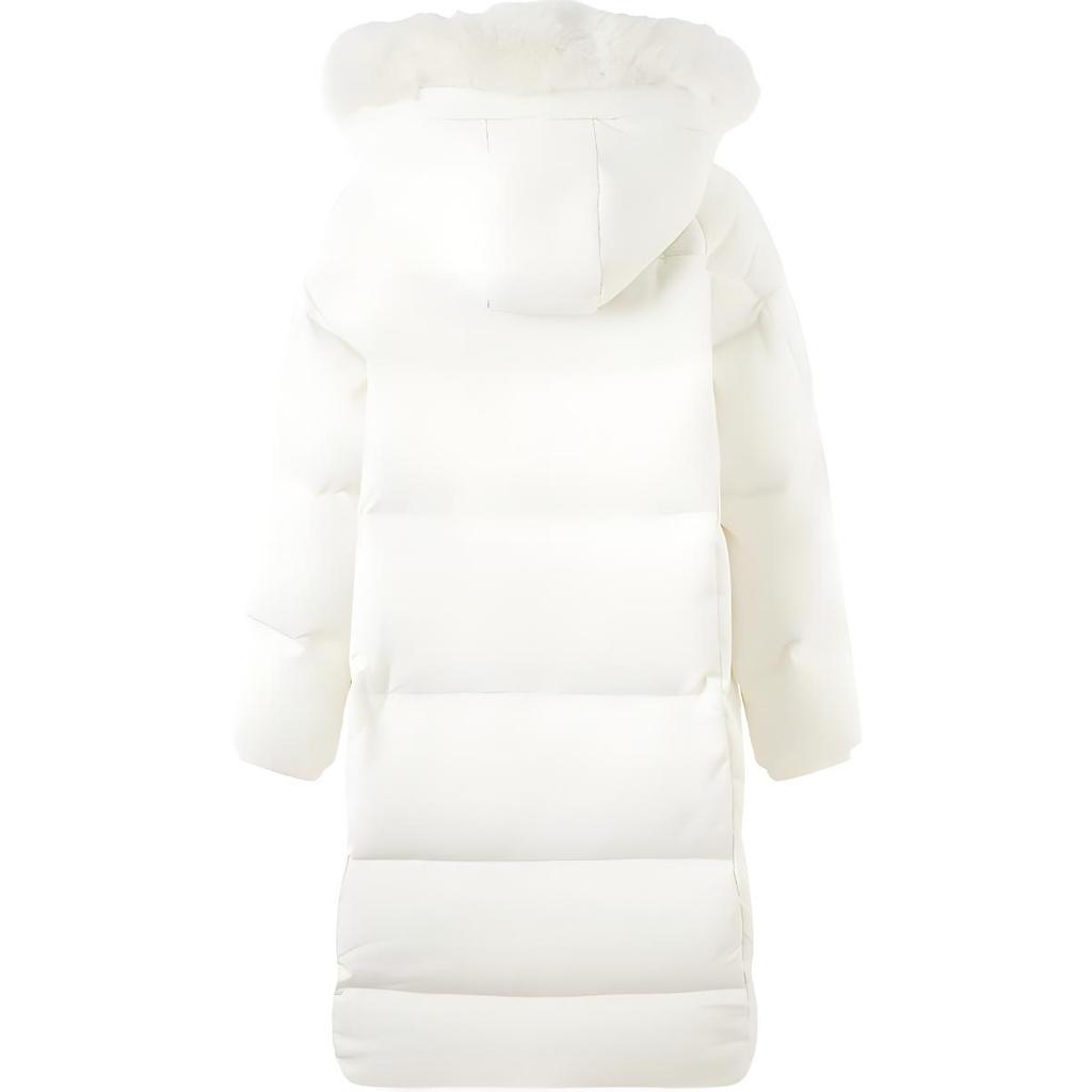Li Ning Série Tendance Sport Décontracté Simple Couleur Unie Ample Résistant au Froid Chaud Extérieur Veste Longue en Duvet Femme Vêtements d'Extérieur Blanc Cassé AYMU192-1